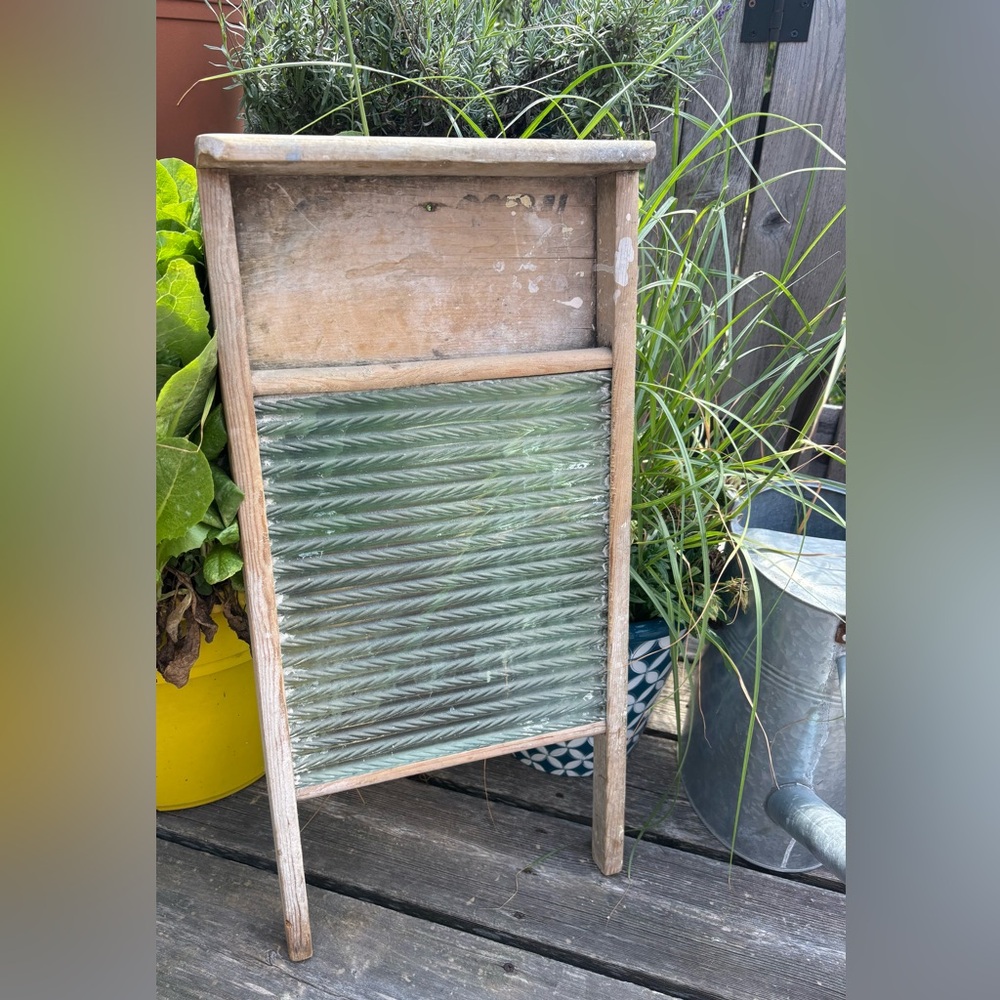 Vintage washboard. Glass & wood.